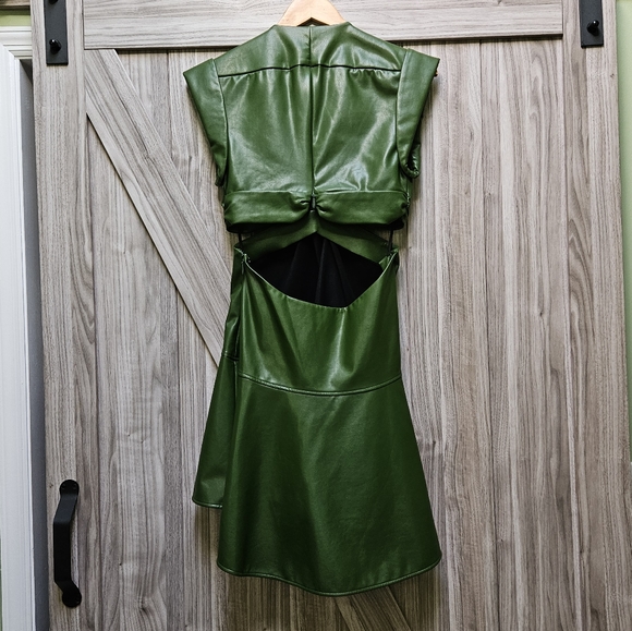 A.L.C. Lexi Dress Faux leather Hunter Green - mordernwear.com